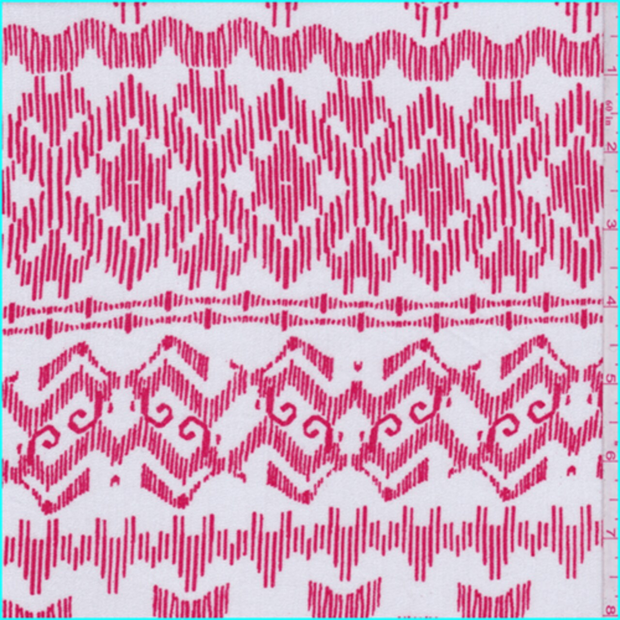 White/Bright Red Sketch Stripe Rayon Crepon Fabric By the Yard